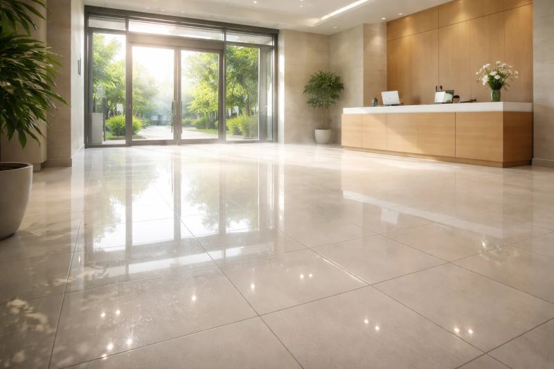 Bright, clean office reception area prepared for visitors